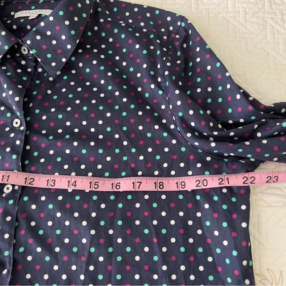 Foxcroft Multicolor Polka Dot Button Down Shirt 14 Shaped Navy - Picture 3 of 10
